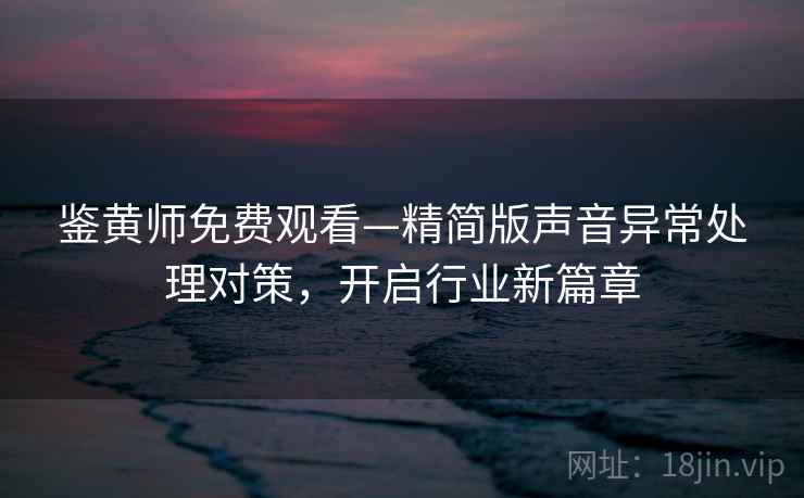 鉴黄师免费观看—精简版声音异常处理对策，开启行业新篇章