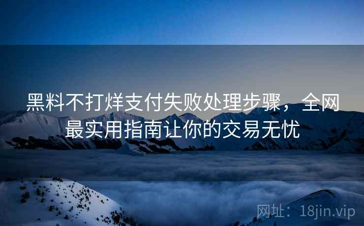 黑料不打烊支付失败处理步骤，全网最实用指南让你的交易无忧