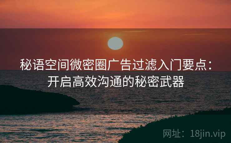 秘语空间微密圈广告过滤入门要点：开启高效沟通的秘密武器