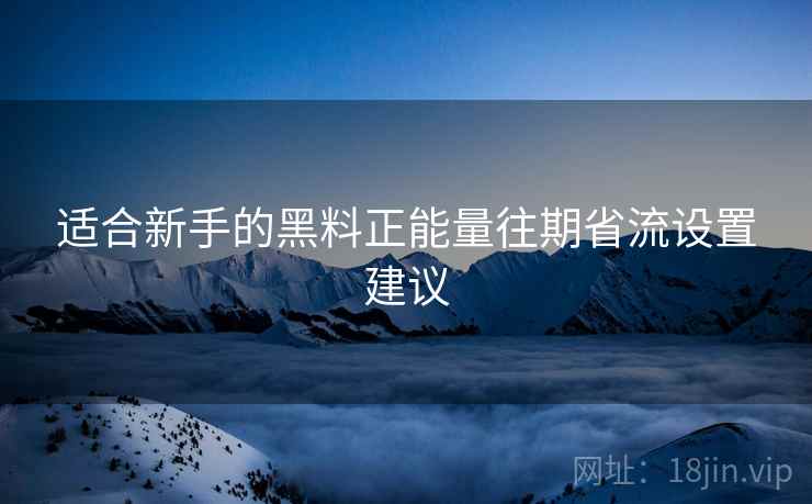 适合新手的黑料正能量往期省流设置建议
