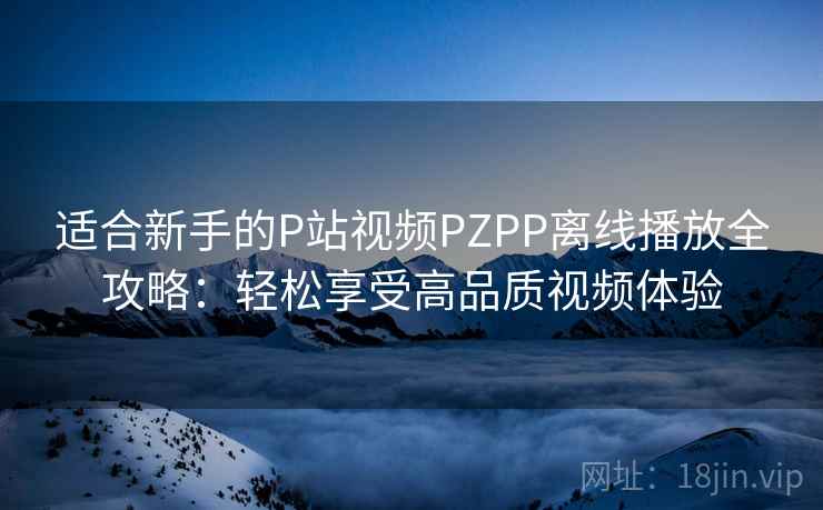 适合新手的P站视频PZPP离线播放全攻略：轻松享受高品质视频体验
