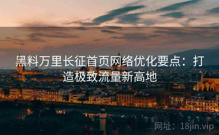 黑料万里长征首页网络优化要点：打造极致流量新高地
