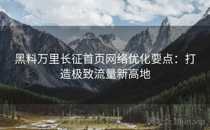 黑料万里长征首页网络优化要点:打造极致流量新高地 黑料万里长征首页网络优化要点:打造极致流量新高地
