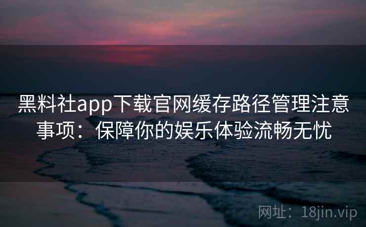 黑料社app下载官网缓存路径管理注意事项：保障你的娱乐体验流畅无忧